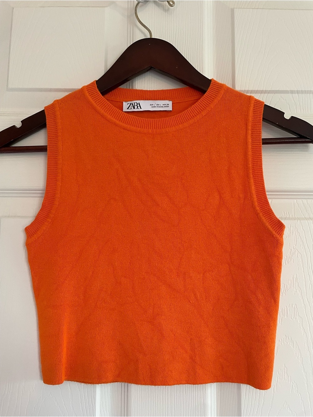 Zara Orange Ribbed Knit Tank Top Size Large Minimalist Clean Girl Summer Trendy